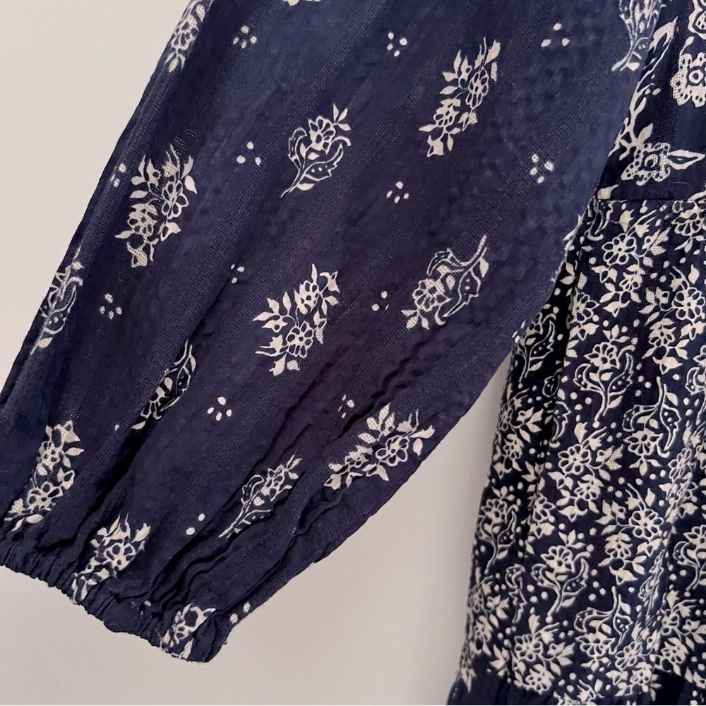 Anthropologie Maeve Carlita Navy Tiered Mixed Floral Cotton Dress NEW - Picture 8 of 16